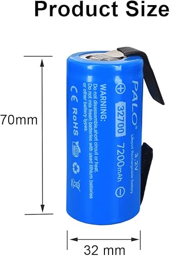 Miniatura 2 de Paquete de 4 baterías recargables LiFePO4 LiFePO4 de 3.2 V 32700 con hojas de níquel DIY, descarga continua de 35 A, batería máxima de 55 A