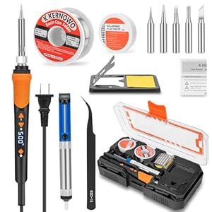 Premium Soldering Iron Kit, 68W LCD Soldering Tool 12-in-1 Soldering Gun with Ceramic Heater, Adjustable Temperature 200-500°C, Includes Soldering Iron Tips, Solder Wire, Pump, Paste
