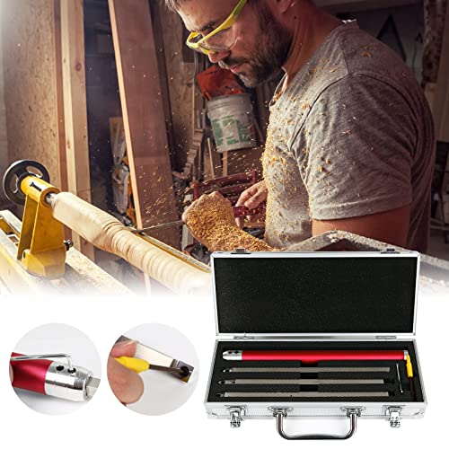 Wmlbk Carbide Lathe Tools, Carbide Tipped Wood Turning Tool Set With Carbide Milling Cutters,Removable Aluminium Handle & Carry Case Lathe Chisel Set For Wood Lathe Rougher Finisher Detailer,Red #TOP1