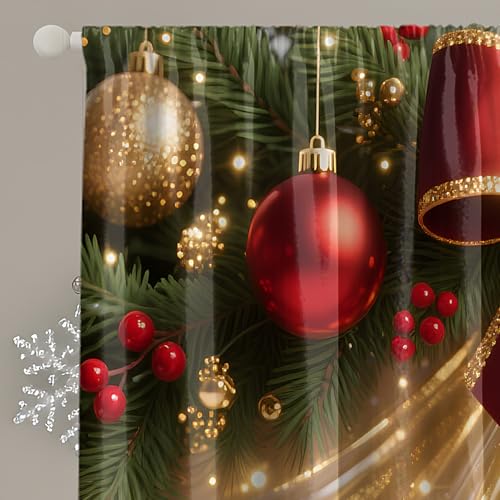 Cortinas de Navidad para dormitorio con copos de nieve para crear un fondo de fiesta único 7