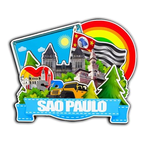 Imán decorativo artesanal de madera São Paulo Brasil miniatura 1