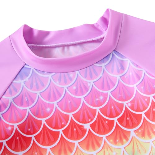 Image of Funnycokid Girls Swimsuit 3 Pieces Long Sleeve Rash Guard Set Tankini Bathing Suits Summer Kids Swimwear 3-10 Years