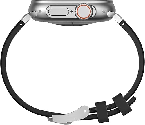 Miniatura 7 de Compatible con Apple Watch Ultra 2 Band para hombre, correa de silicona y hebilla de acero inoxidable diseñada para iPhone Watch, correas iWatch