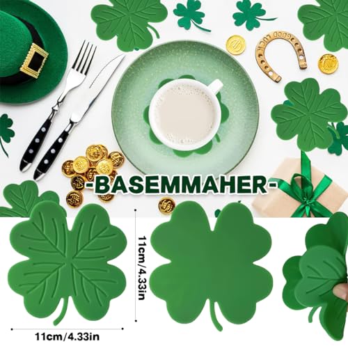 4Pcs-St-Patricks-Day-Coaster-Silicone-Green-Shamrock-Drink-Coasters-Non-Slip-Insulation-Lucky-Clover-Tea-Cup-Mats-Coffee-Coasters-for-Mugs-Cups-Irish-Party-Home-Office-Table-Decoration-Supplies 4Pcs St Patricks Day Coaster Silicone Green Shamrock Drink Coasters Non Slip Insulation Lucky Clover Tea Cup Mats Coffee Coasters for Mugs Cups Irish Party Home Office Table Decoration Supplies
