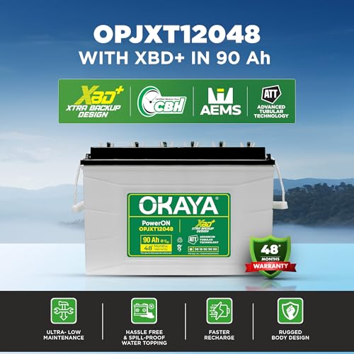 Image of Okaya Inverter with Battery Combo for Home,Office & Shops | ATSW 950 12V Pure Sine Wave Inverter 700VA with 36 Months Warranty & OPJXT12048 90AH XBD+ Certified JXT Battery with 48 Months Warranty