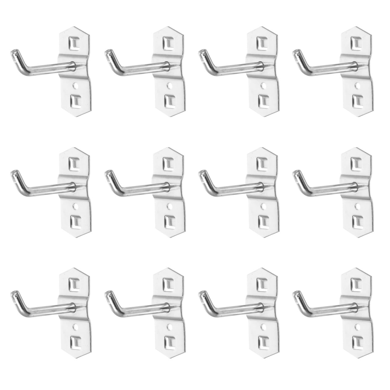 IMIKEYA 12 Pcs Metal Hole Pegboard Hooks Heavy Duty Peg Board Hooks for Tool Organization Display Silver Shelf Rack Pegs for Garage Shop Storage