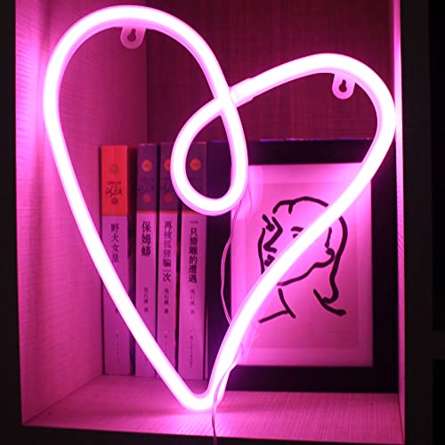 Lampe néon en forme de cœur veilleuse LED USB décoration murale