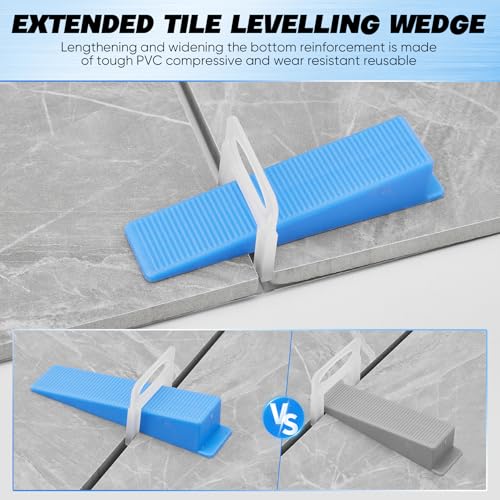 Saker Tile Leveling System 1/8 Inch with Tile Plier, 500pcs Tile Leveler Spacers Clips and 100pcs Reusable Wedges for Wall/Floor Tile Adjustment, Tile Tools Set for Ceramic Tile Stone Installation - Image 6