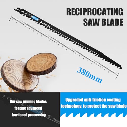 Image of 5 Pack 15 inch Reciprocating Saw Blades Set,3 TPI High Carbon Saw Blades, Saw Blades with Organizer Case (5, 3T /380mm)