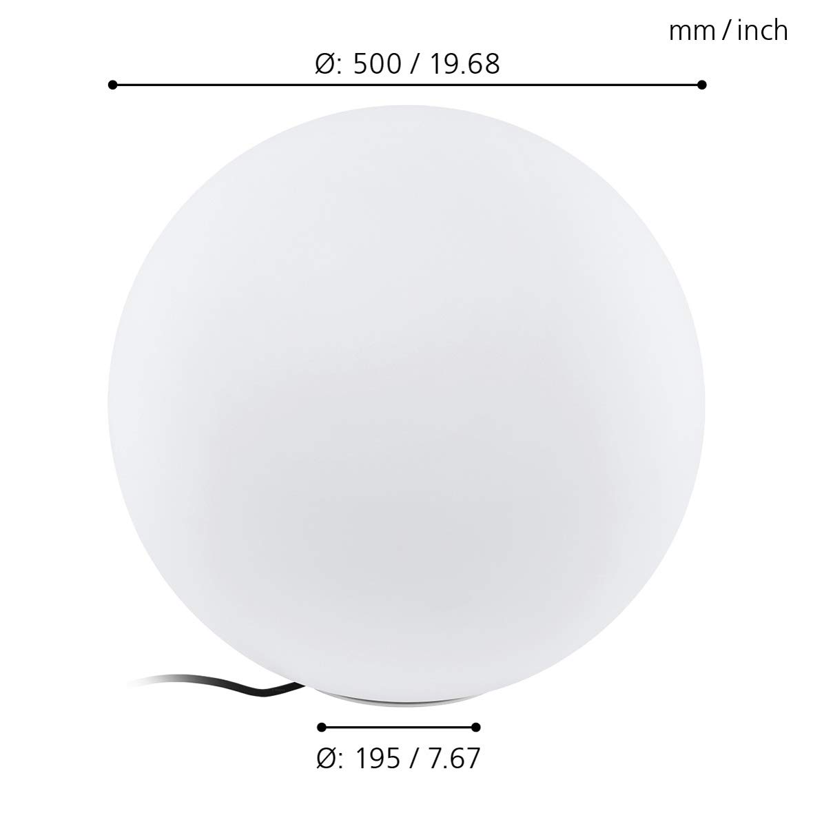 Eglo Monterolo - Sfera da giardino, 1 luce, lampada da terra, in plastica, colore: bianco, attacco E27, diametro: 50 cm, IP65