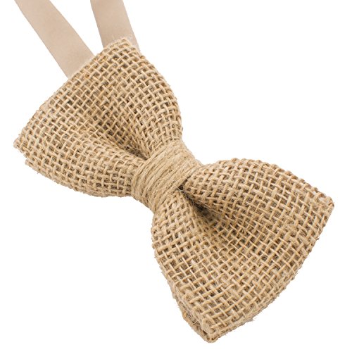 Bow Tie House Rustic Pre-Tied Bow Tie In 100% Burlap Hessian (Beige, Large) #TOP1