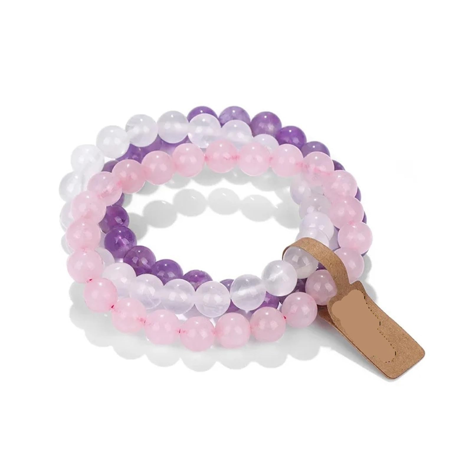 Generico Pulsera de mujer semipreciosa con cuentas cristal y amatista, pulseras combinadas múltiples capas