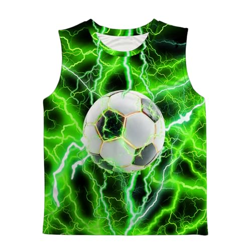 OOTBIN Boys Tank Tops Tie Dye Shirt Kids Sleeveless T Shirts Neon Green Soccer Tees for 11-12 Years Girls