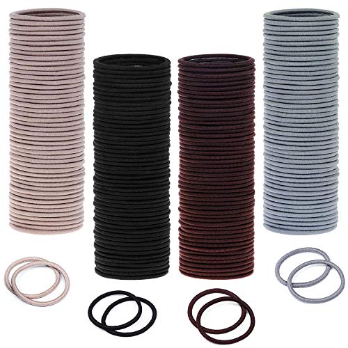 Hair Ties, Paxcoo 200 Pcs Hair Ties Bulk 4mm Hair Bands Small Hair Elastics Ponytail Holder for Thick Hair (Neutral Colors)