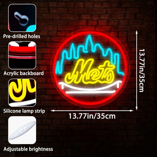 Image of Baseball Neon Sign for Wall Decor Dimmable Baseball Team Neon Light for Man Cave Birthday Gifts for Fans Led Sport Sign for Sport Bar Club Party Garage Boys Bedroom Decor Art Size 13.5*13.5(FMXD151)