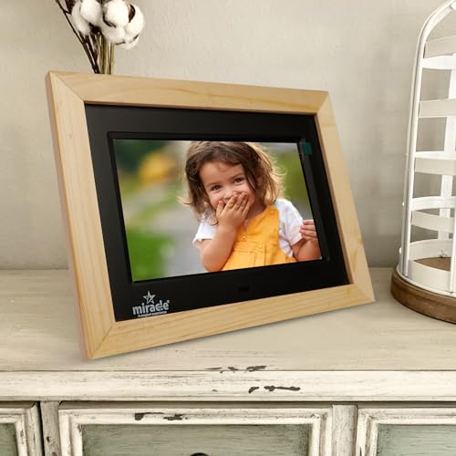 Image of Miracle Digital 7''(17.78) IPS Wooden Digital Photo Frame with High Def Screen,USB DiskCard, RemotePhotos SlideShow,Video Audio, Support SD Built in 8GB Memory & 2GB RAM 180Wide Angle Viewing(Light)
