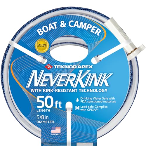 Teknor Apex NeverKink, 8612-50 Boat and Camper, Drinking Water Safe Hose, 5/8-Inch-by-50-Foot