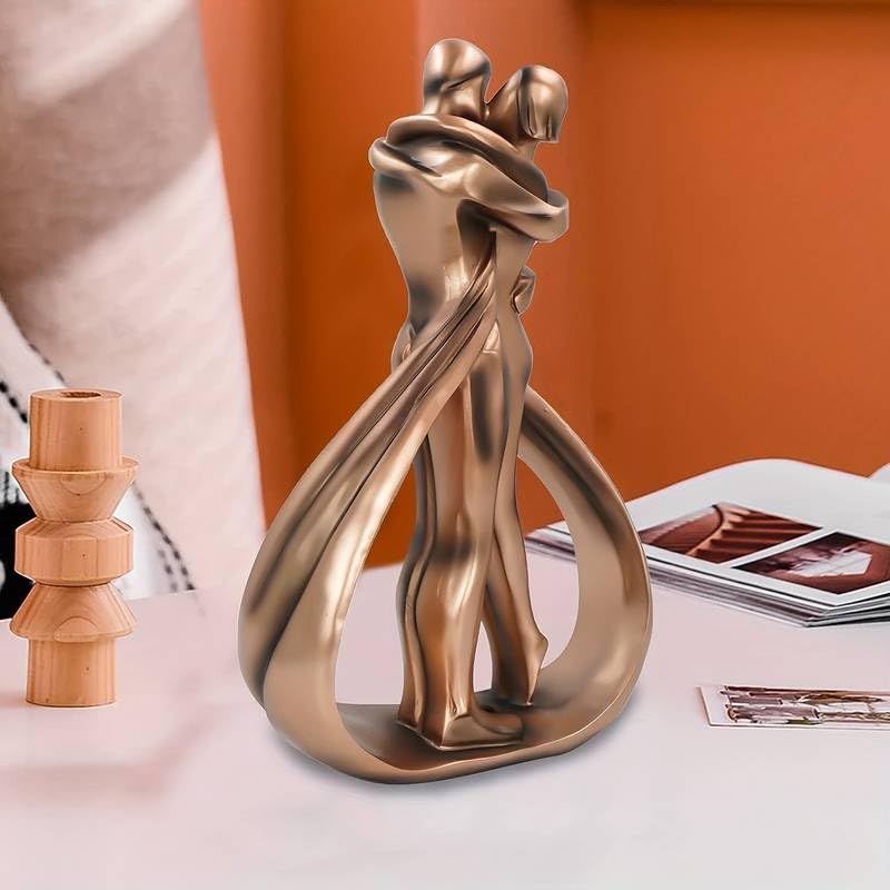 TinyGift Personalised Wedding Pottery or Bronze Anniversary Couple Figurines - Romantic Sculpture for Valentine's & Christmas Day - Copper Ornaments for The Home Living Room for Women & Men