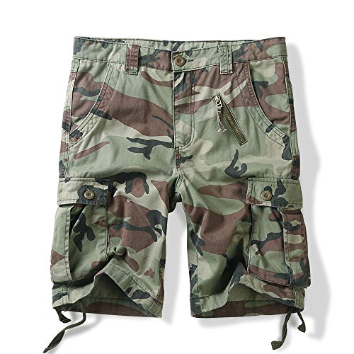 Short cargo homme OCHENTA en coton uni et camouflage pour le travail d'été