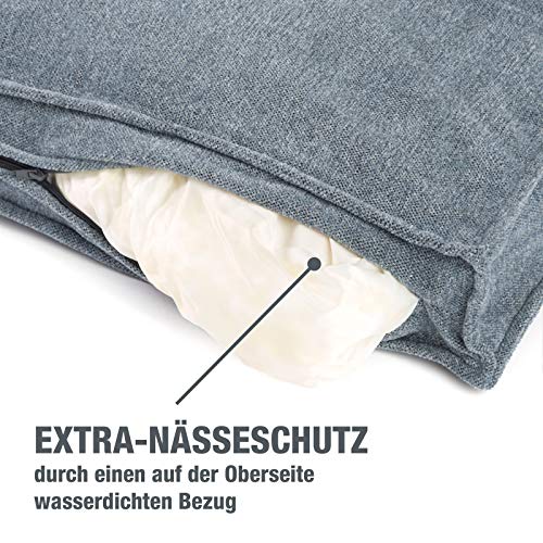 JAMAXX Premium Hundekissen Orthopädische Füllung, Waschbar Bezug aus Edlem Chinelle Stoff, Weiche Kompakte Füllung mit Visco Schaumstoff-Flocken Memory, PDB1003 65x50 (S), Light-Blue