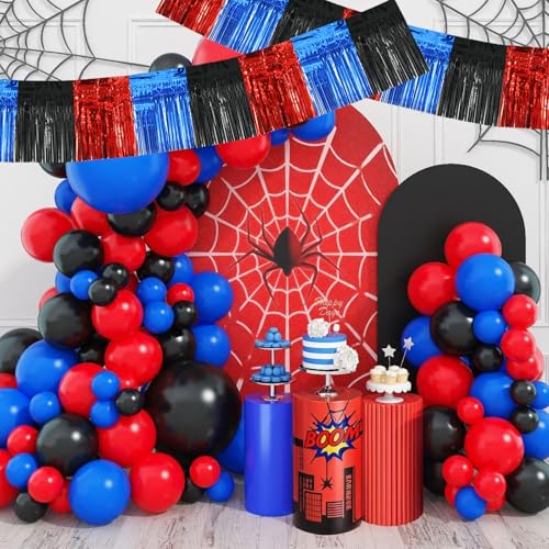 Image of BEISHIDA 3 Packs Metallic Foil Fringe Garland Red Blue Black Wall Hanging Tinsel Fringe Banners for Car Floats Bridal Shower Wedding Birthday Graduation Holiday Party Decoration(30 Feet)