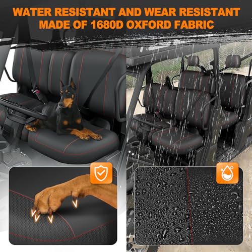 Image of BORDAN UTV Seat Cover for Can Am Defender MAX 2018-2024 /MAX DPS 2017-2024, Heavy Duty 1680D Waterproof Full Protection Outdoor Seat Cover Set(14 PCS)