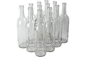 FastRack - 750 ml W5 Clear Glass Bordeaux Style Empty Wine Bottles (Set of 12)
