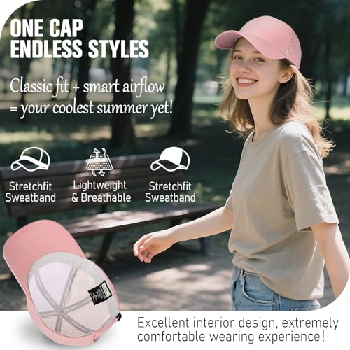 Image of AOPREL Baseball Cap Breathable Mesh Golf Hat Quick Dry Adjustable Baseball Hats for Men and Women Sport Running Workout