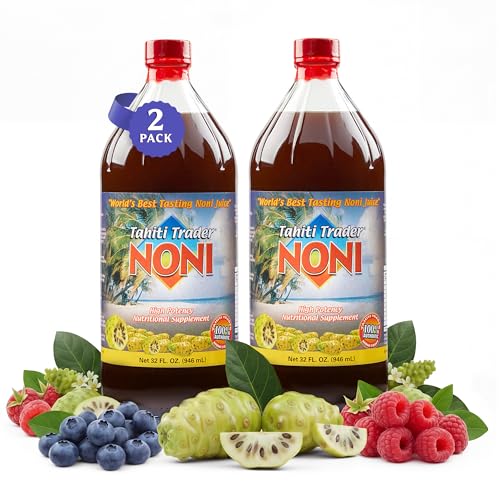 Tahiti Trader Original High Potency Noni Juice - Pure Noni Fruit Juice - Organic Antioxidant Superfood Supporting Energy & Body Health - 32oz, 2 Pack