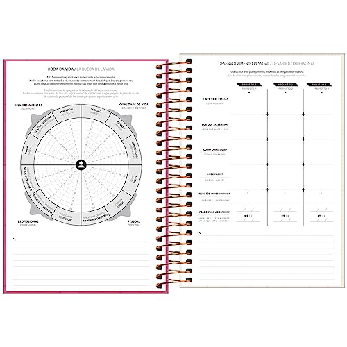 Tilibra - Agenda Executiva Espiral Diária 129 x 187 cm Spot Feminina 2024 - Rosa