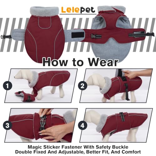 Image of Lelepet Dog Coat Waterproof Dog Jacket Fleece Vest with Adjustable Buckle