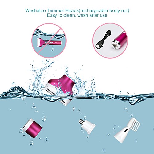 OOCOME Frauen 4 in 1 wieder aufladbarer elektrischer Epilierer-Haar-Rasierapparat Dame elektrisches Trimmer-Entferner-wasserdichtes Rasiermesser für Bikini-Bereichs-Nasen-Achselhöhle-Arm-Bein - Image 8