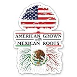 American Grown with Mexican Roots Sticker - for Water Bottle Phone Car Tumbler Laptop - Mexico Pride Decal - Waterproof Vinyl - 3'