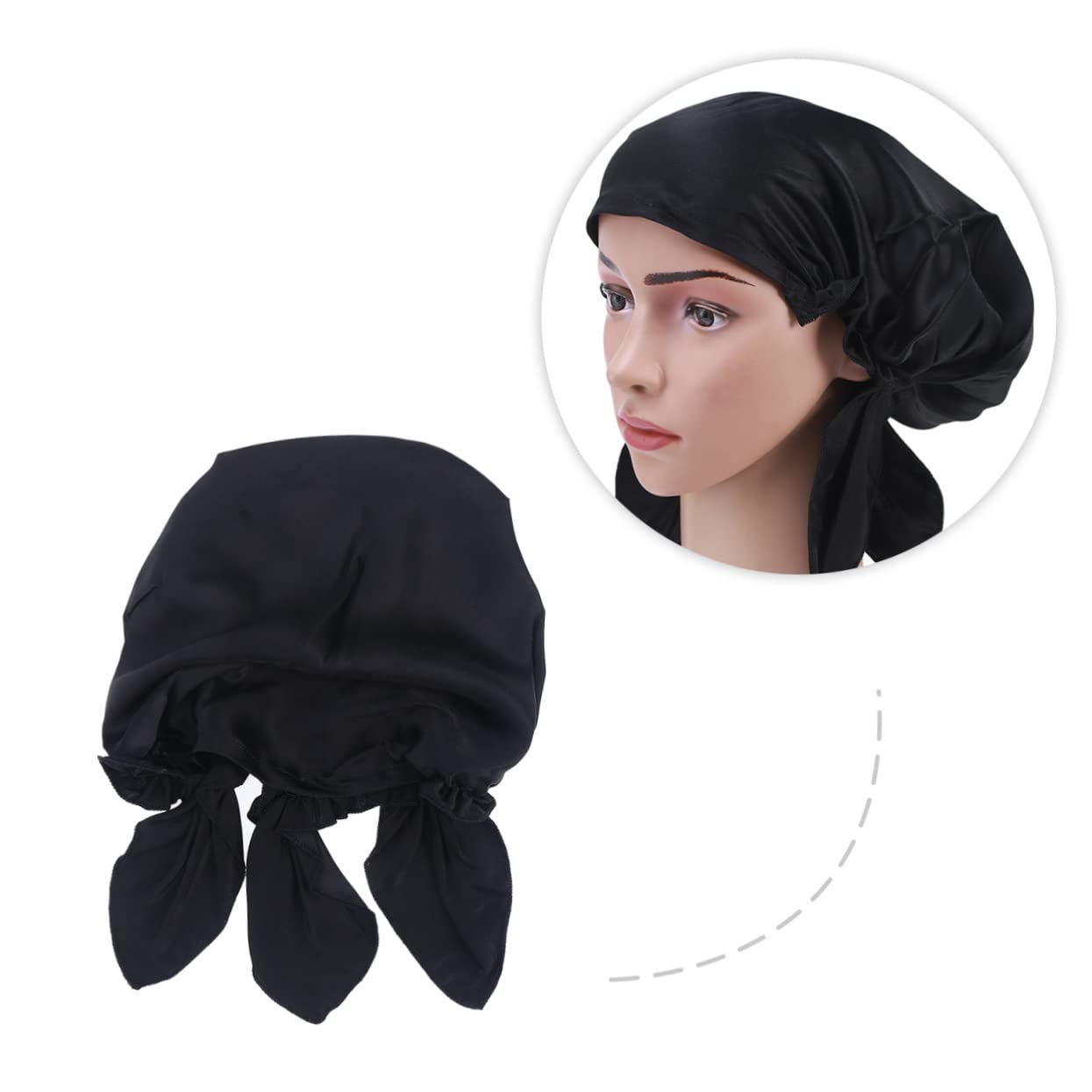 2 Cuffie Da Notte in Seta Per Donne Con Elastico E Nastri 60-100 Cm