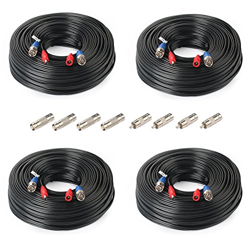 SHD 4Pack 200Feet BNC Vedio Power Cable Pre-Made Al-in-One Camera Video BNC Cable Wire Cord for Surveillance CCTV Security System with Connectors(BNC Female and BNC to RCA)