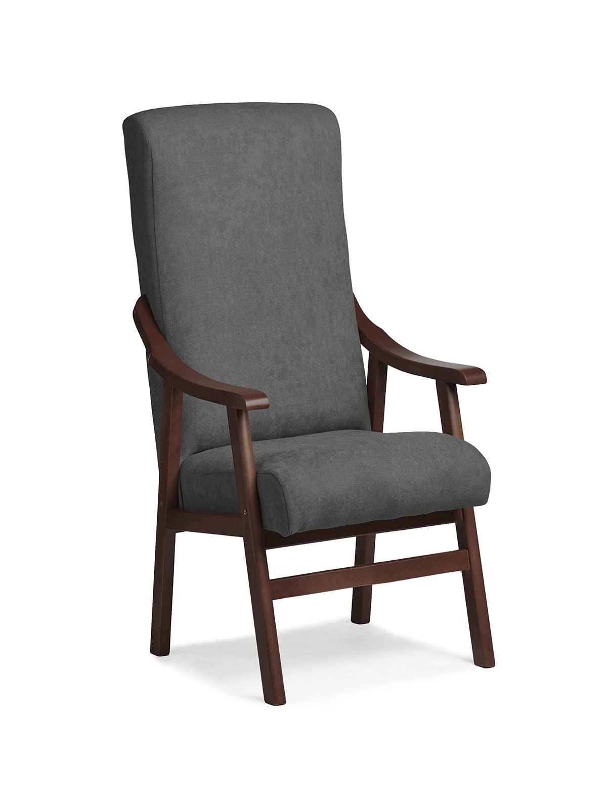 Silla Brazos de Madera, Respaldo Recto, Ideal para Personas Mayores, Movilidad Reducida o Dolor Espalda. Usada en residencia y geriátricos. Tamaño: 57x69x116 cm. (Nogal, Marengo)
