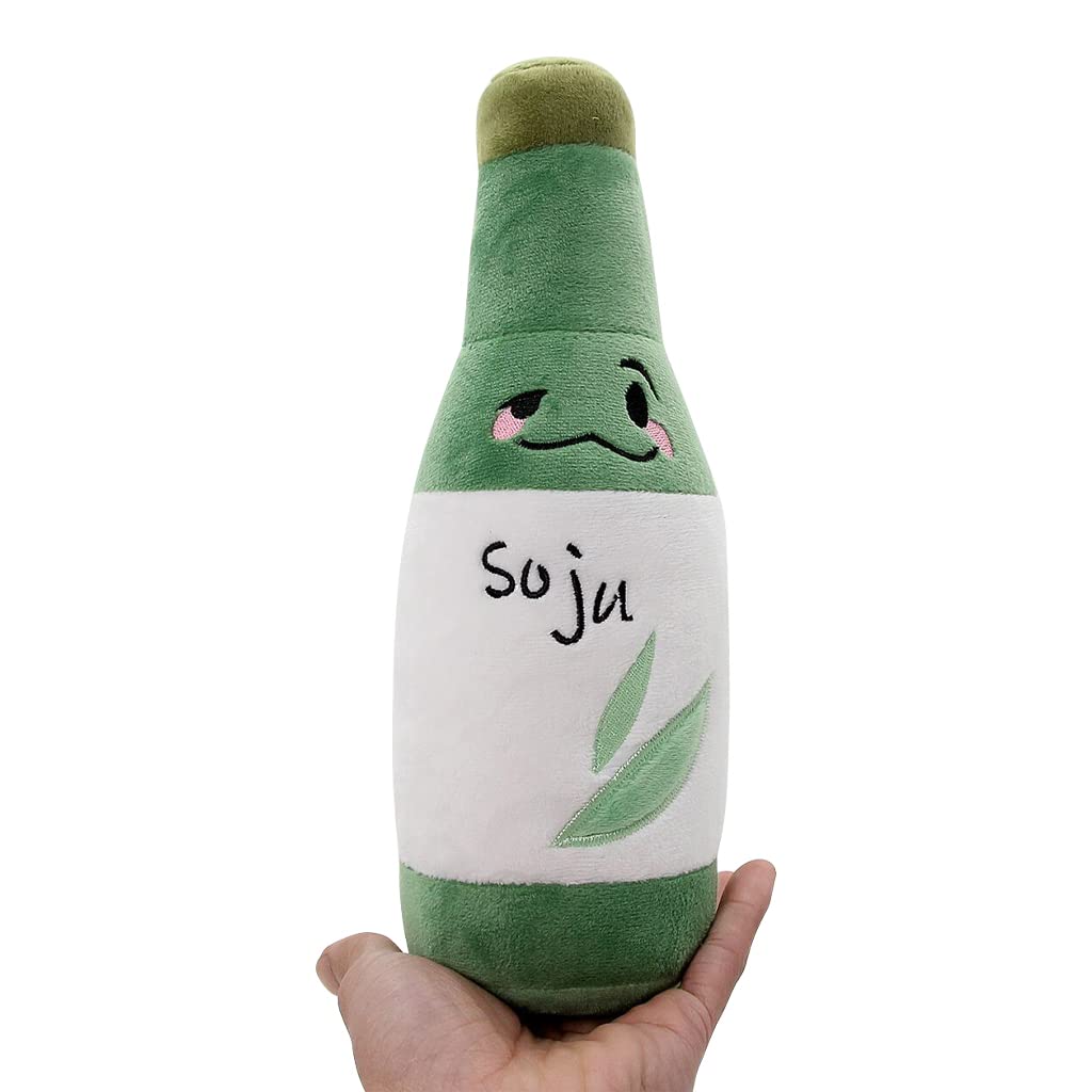 Korean Soju Bottle Plush Cute Stuffed Party Alcohol Beer Wine Lover Plushie Home Decor 10.2''