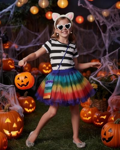 Vestido tutu niña arcoíris con accesorios fiesta miniatura 2