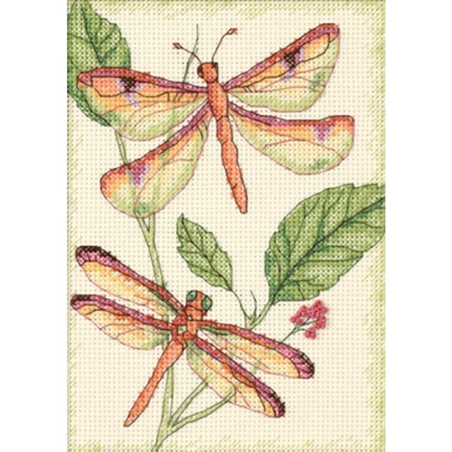 DIMENSIONS 'Dragonfly Duo' Counted Cross Stitch Kit, 14 Count Ivory Aida, 5