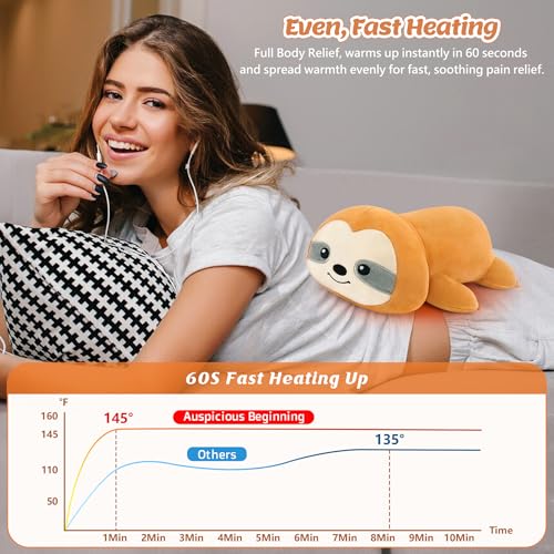 Electric Heating Pad for Period Pain Relief Plush Sloth Heating Pad Cramps USB Powered Cuddly Soft 14" Animal Plush Heat Pad Electric Heat Pad for Neck Shoulder Back Animal Shaped Heated Pad - Image 5