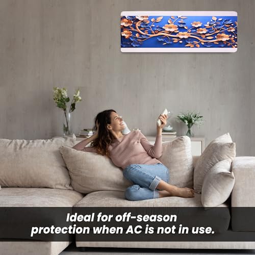 Image of Printed Split Ac Cover Indoor Unit For 1.5 Ton Capacity AC, Inner Unit Ac Cover, All Weather Cover /Attractive Digital Prints /Dustproof /Silken water-resistant Split Ac Cover (Golden Floral)