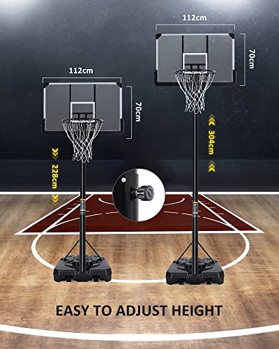 Tragbarer Basketballkorb Transportable Basketballständer mit Rädern Basketballanlage Höhenverstellbar 228-304cm für Indoor Outdoor Sport - Image 4