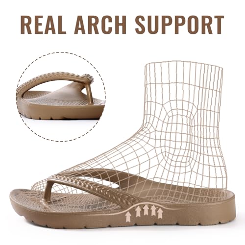 Image of Litfun Women's Arch Support Flip Flops for Plantar Fasciitis Orthopedic Thong Sandals Comfortable Summer Beach Pool Slides