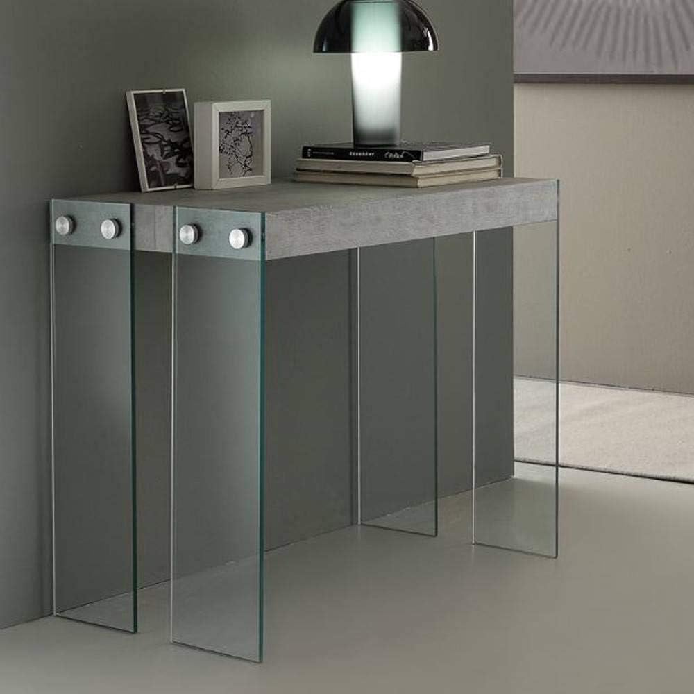 LA SEGGIOLA Extendable console Iceberg Concrete Grey Frame with Glass