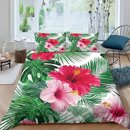 Housse de couette fleurs tropicales hypoallergénique en microfibre - 4
