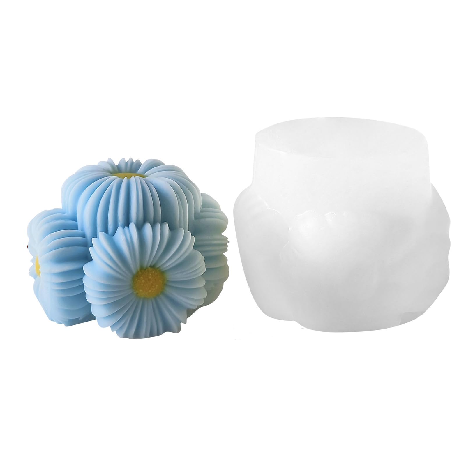 Elnwnnkc Silicone Mold Flower Relief Sphere for Home Making, Decorative Wax, Resin, Soap and Plaster Floral Mold Silicone Wax Sphere Decorative Casting Making Plaster Resin Soap Home