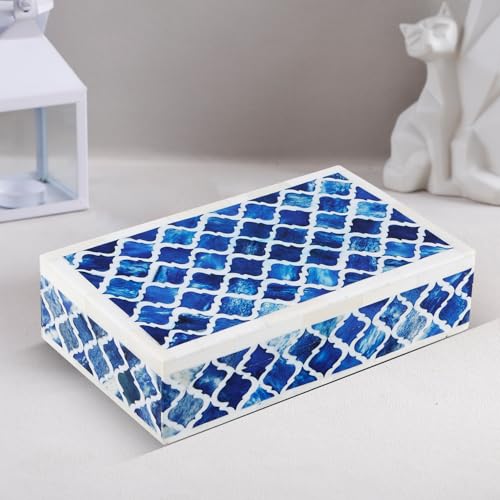 Image of Handicrafts Home Decorative Box - Handmade Jewelry Organizer Box with Lid - Keepsake Box for Home Decor, Jewelry, Accessories, Collectibles - Modern Wooden Storage Box - Classic, 10X6X2.5 inch