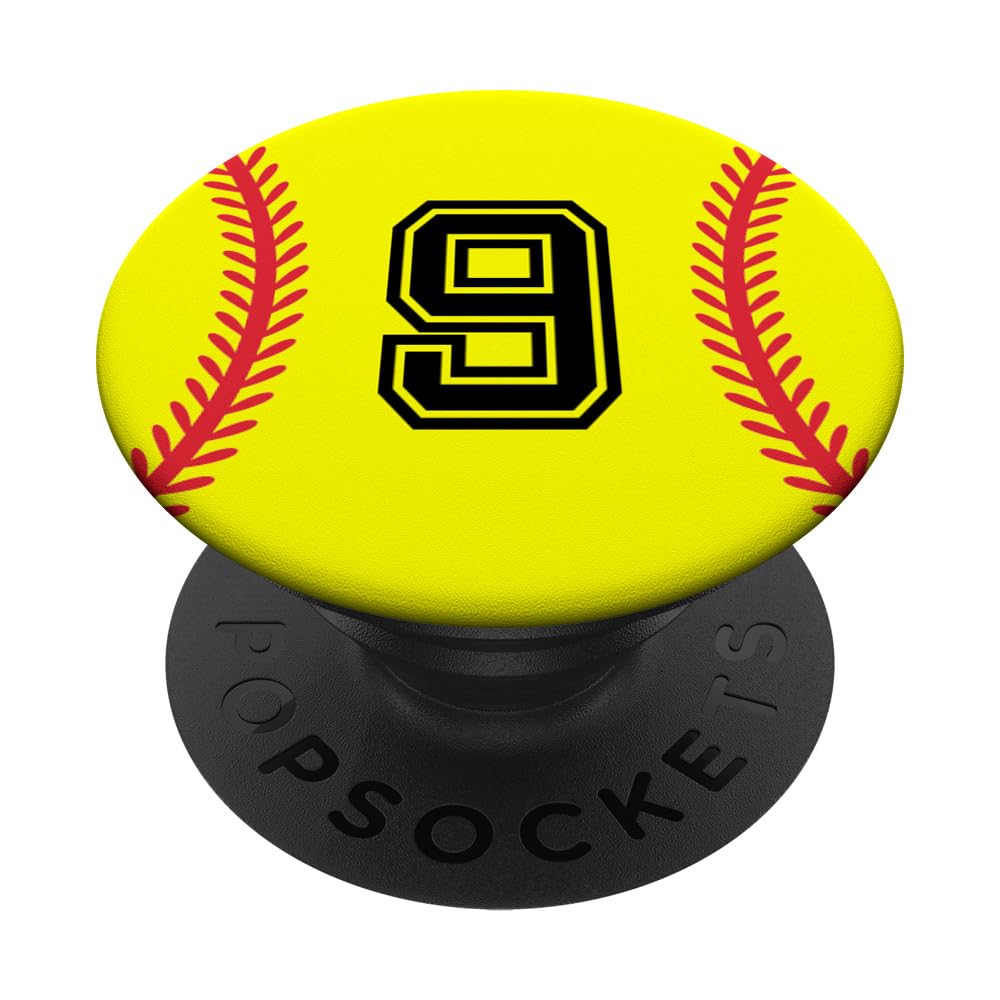 Softball Number #9 PopSockets Adhesive PopGrip