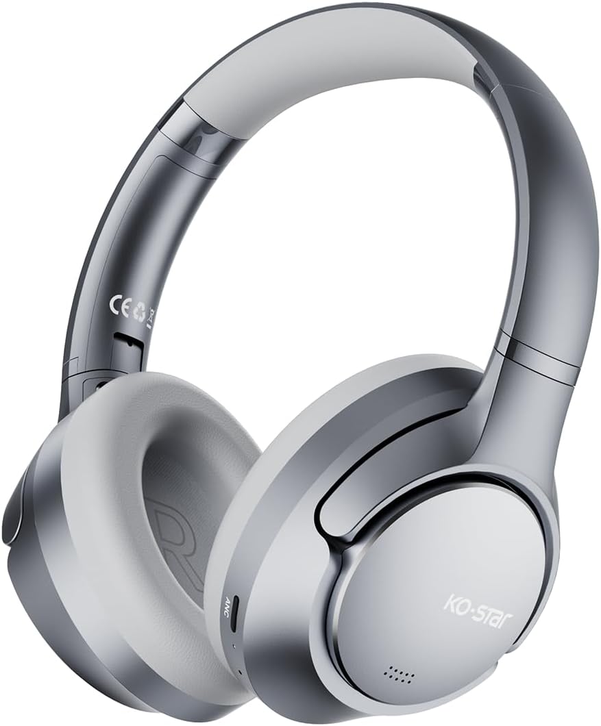 Hybrid Active Noise Cancelling Headphones, Bluetooth 6.0 Wireless Over Ear Headphones, 50dB ANC, 60H Playtime, Spatial Audio with Head Tracking, Custom App EQ, Hi-Res Sound for Travel Office