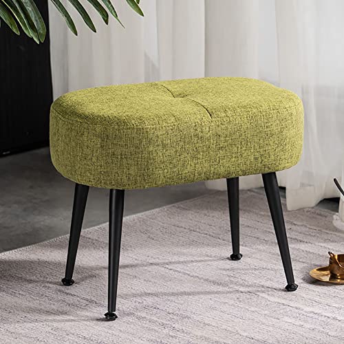 Banco moderno de entrada con taburete tapizado y patas de metal negro para salon
